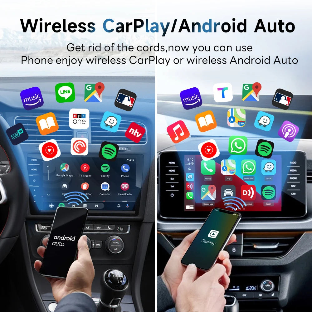 2024  5.0 2Air Wireless Android Auto Box Portable Carplay Wireless Dongle for Car Radio with Wired Carplay/Android Auto