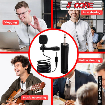 5Core Lavalier Clip-On Microphone-Microfono de Click Lavalier