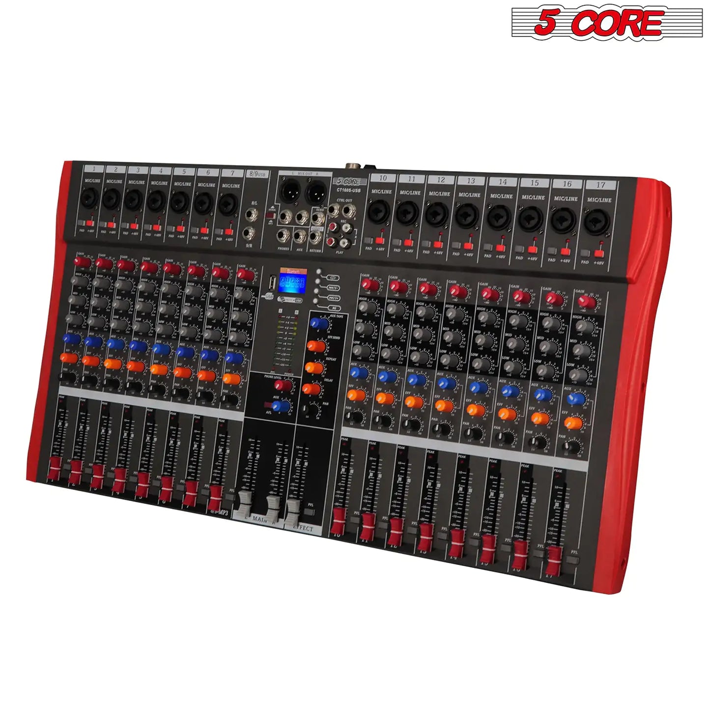 5 Core 16-Channel Audio Mixer with Bluetooth and USB-Mezclador de Audio 5 Core de 16 Canales con Bluetooth y USB