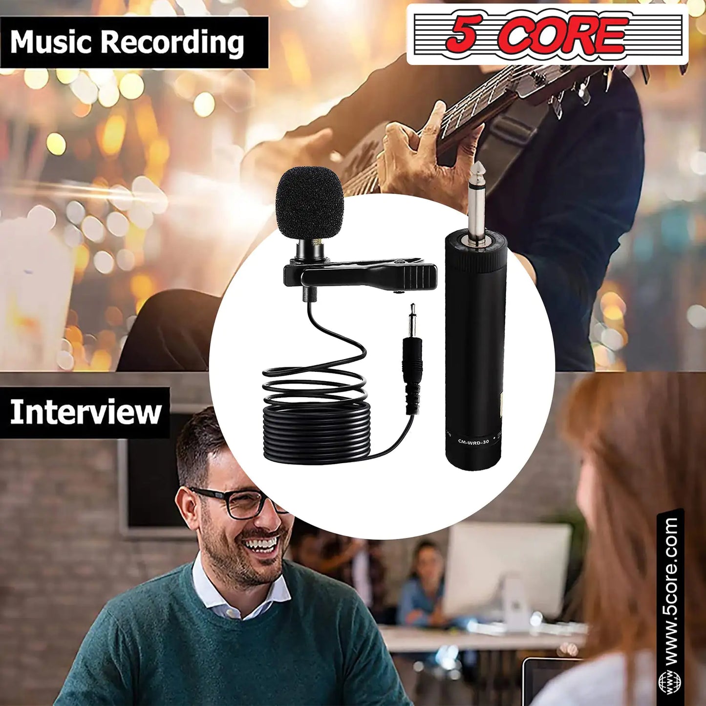 5Core Lavalier Clip-On Microphone-Microfono de Click Lavalier