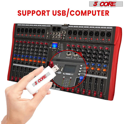 5 Core 16-Channel Audio Mixer with Bluetooth and USB-Mezclador de Audio 5 Core de 16 Canales con Bluetooth y USB