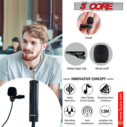 5Core Lavalier Clip-On Microphone-Microfono de Click Lavalier